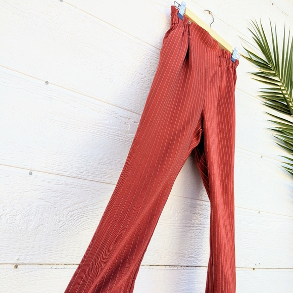 Burnt Orange Striped Flowy Pants - Picture 9 of 9